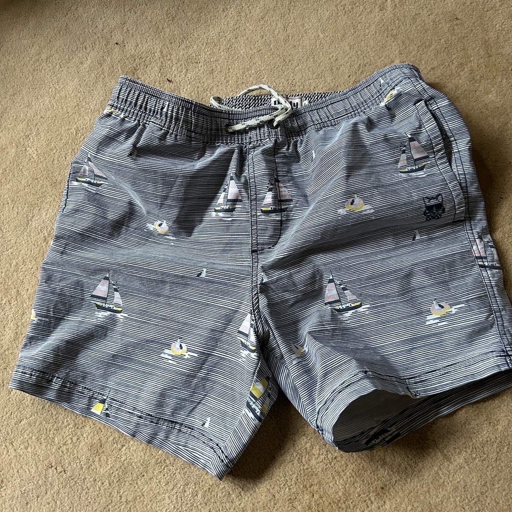 Party Pants Striped Sailboat Print Shorts Sz M